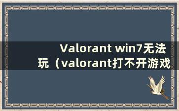 Valorant win7无法玩（valorant打不开游戏）